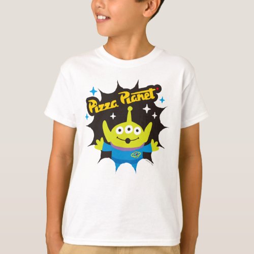 Stylized Alien Pizza Planet Badge T_Shirt