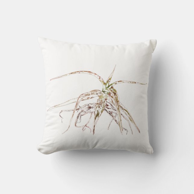 Stylized Aloe Succulent Plant Cushion Throw Pillow (Front)