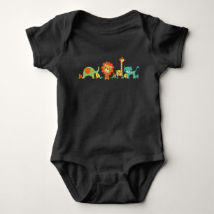 Stylized Animals Cute Lion Giraffe Elephant Boy Baby Bodysuit