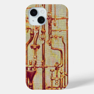 Stylized Antique Wall Pipes iPhone 15 Case