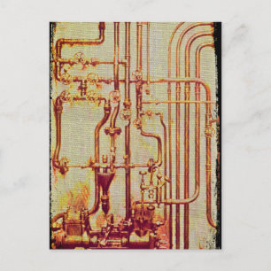 Stylized Antique Wall Pipes Postcard