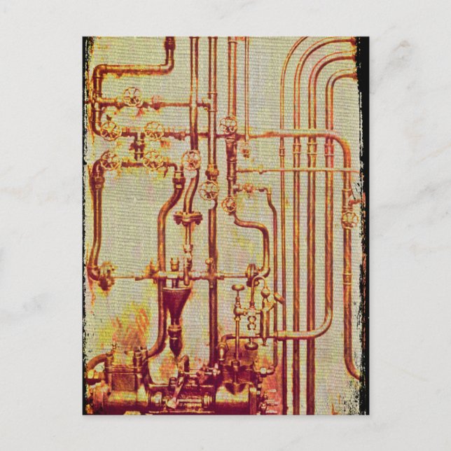 Stylized Antique Wall Pipes Postcard (Front)