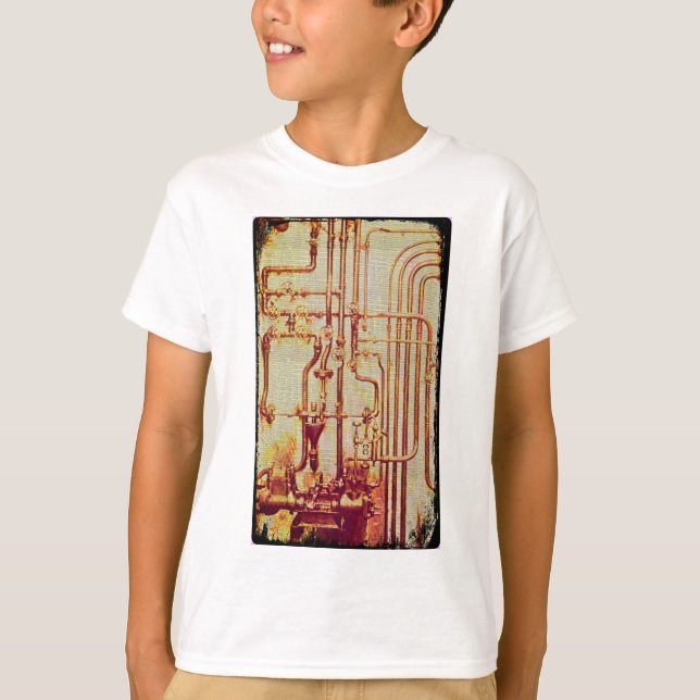 Stylized Antique Wall Pipes T-Shirt (Front)