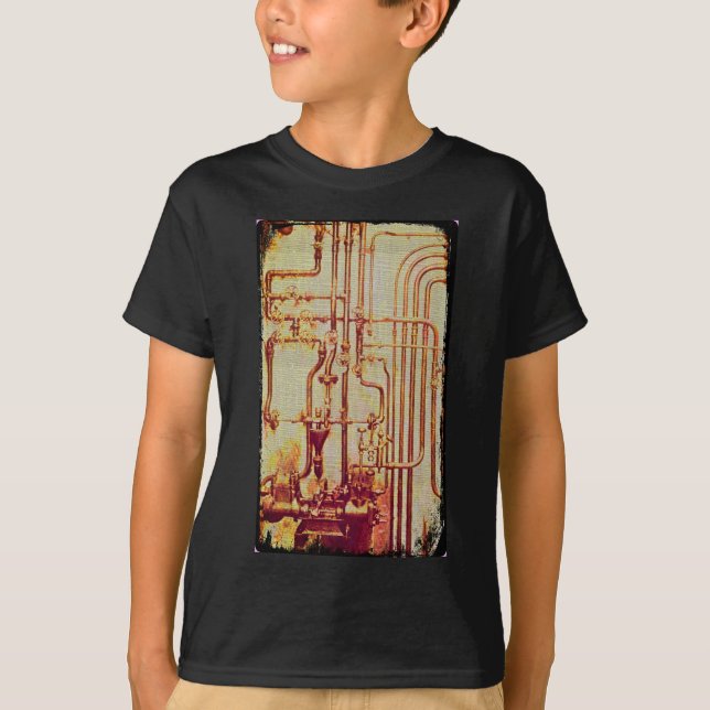 Stylized Antique Wall Pipes T-Shirt (Front)