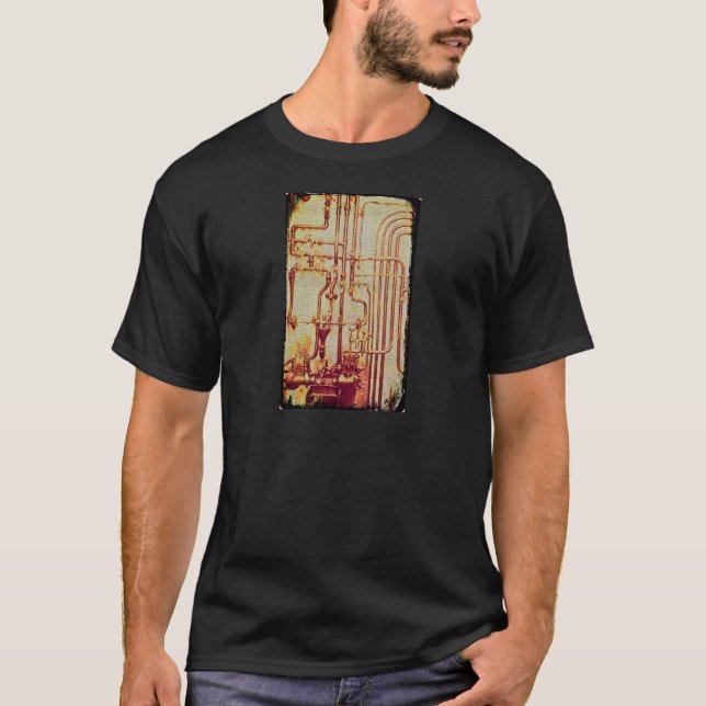 Stylized Antique Wall Pipes T-Shirt (Front)