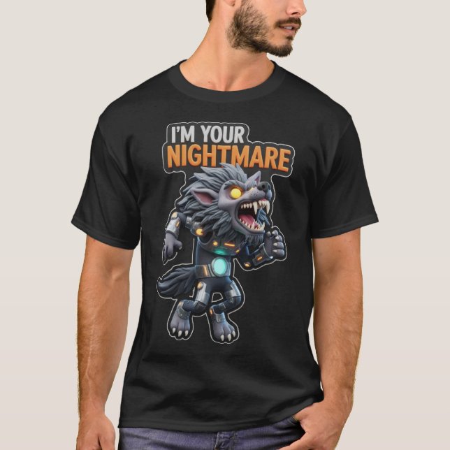 Stylized armored werewolf with fierce expression a T-Shirt (Front)