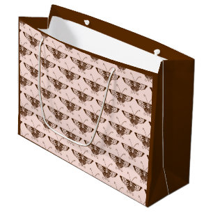 Stylized Art Deco butterfly - chocolate and peach Large Gift Bag