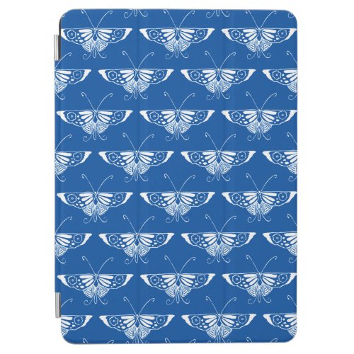 Stylized Art Deco butterfly cobalt blue and white iPad Air Cover