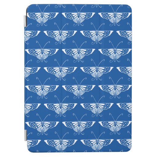 Stylized Art Deco butterfly, cobalt blue and white iPad Air Cover