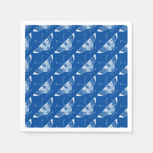 Stylized Art Deco butterfly, cobalt blue and white Napkins