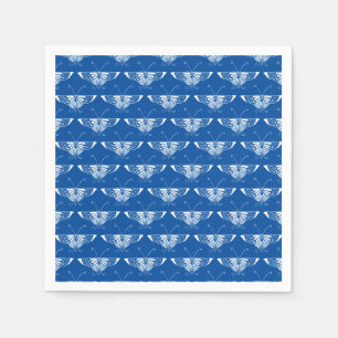 Stylized Art Deco butterfly, cobalt blue and white Paper Napkins