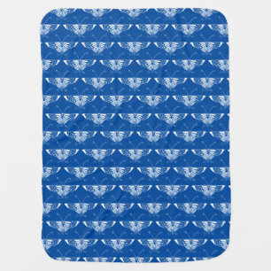 Stylized Art Deco butterfly, cobalt blue and white Stroller Blanket