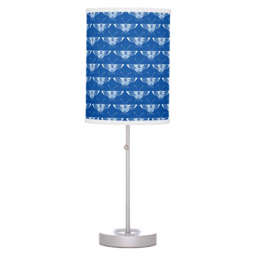 Stylized Art Deco butterfly cobalt blue and white Table Lamp