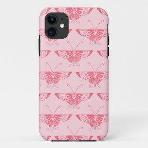 Stylized Art Deco butterfly - coral pink iPhone 11 Case