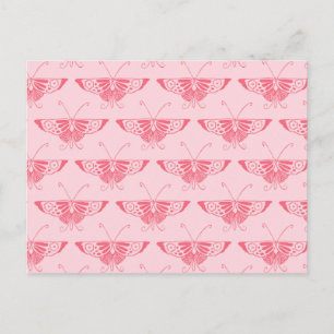 Stylized Art Deco butterfly - coral pink Postcard