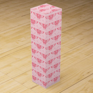 Stylized Art Deco butterfly - coral pink Wine Gift Box