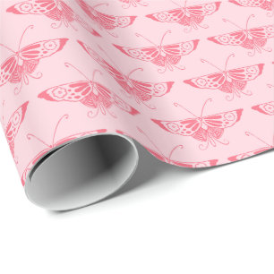 Stylized Art Deco butterfly - coral pink Wrapping Paper