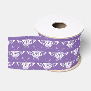 Stylized Art Deco butterfly  - dusty lilac Grosgrain Ribbon