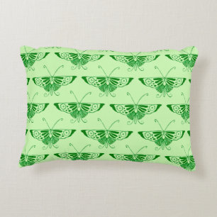 Stylized Art Deco butterfly - emerald green Accent Pillow