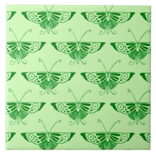 Stylized Art Deco butterfly - emerald green Ceramic Tile