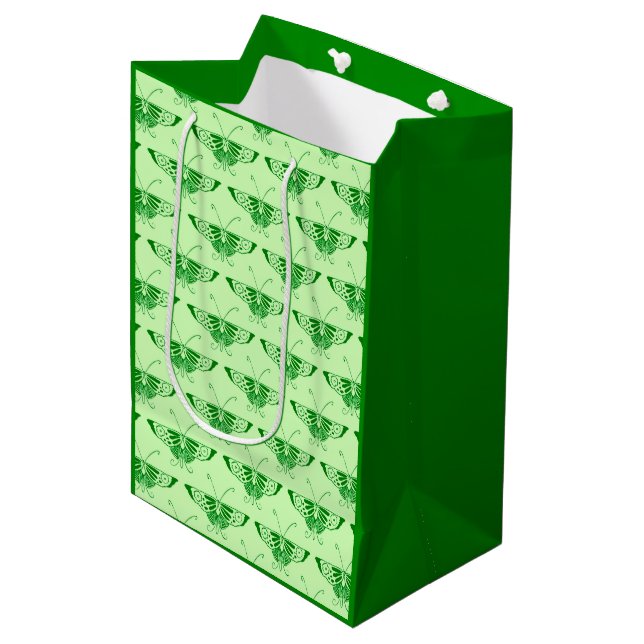 Stylized Art Deco butterfly - emerald green Medium Gift Bag (Front Angled)