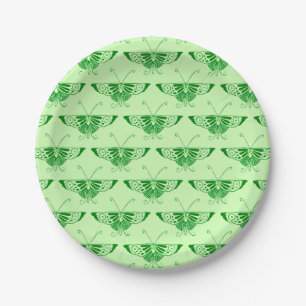 Stylized Art Deco butterfly - emerald green Paper Plates