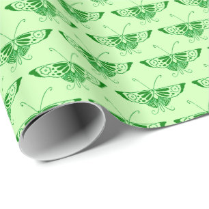 Stylized Art Deco butterfly - emerald green Wrapping Paper