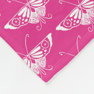 Stylized Art Deco butterfly - fuchsia pink Fleece Blanket