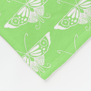 Stylized Art Deco butterfly - lime green Fleece Blanket
