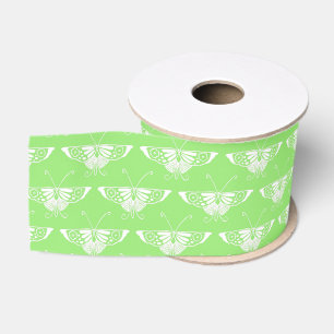 Stylized Art Deco butterfly - lime green Grosgrain Ribbon
