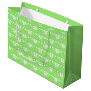 Stylized Art Deco butterfly - lime green Large Gift Bag