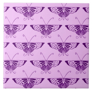 Stylized Art Deco butterfly - purple and orchid Ceramic Tile