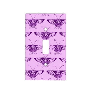 Stylized Art Deco butterfly - purple and orchid Light Switch Cover