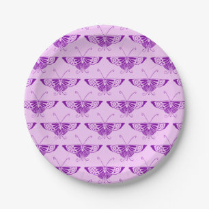 Stylized Art Deco butterfly - purple and orchid Paper Plates