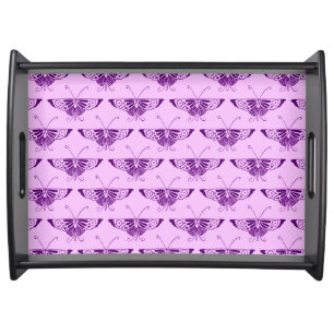 Stylized Art Deco butterfly - purple and orchid Serving Tray