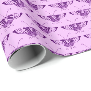 Stylized Art Deco butterfly - purple and orchid Wrapping Paper