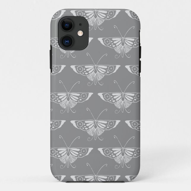 Stylized Art Deco butterfly, shades of grey / gray Case-Mate iPhone Case (Back)