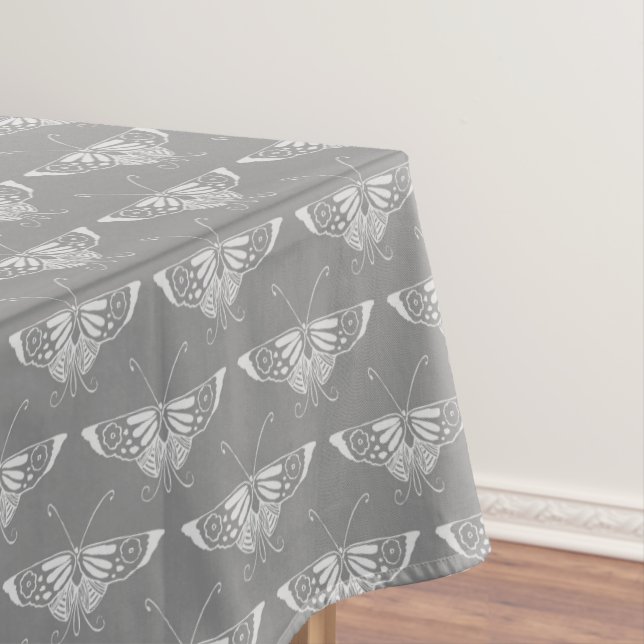 Stylized Art Deco butterfly, shades of grey / gray Tablecloth (In Situ)