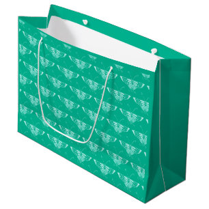 Stylized Art Deco butterfly - turquoise and aqua Large Gift Bag