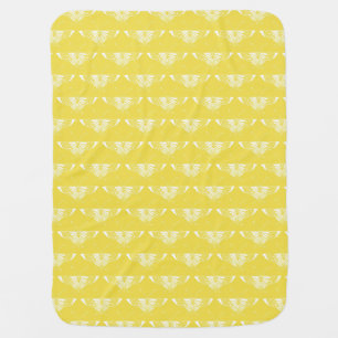 Stylized Art Deco butterfly - yellow and white Baby Blanket