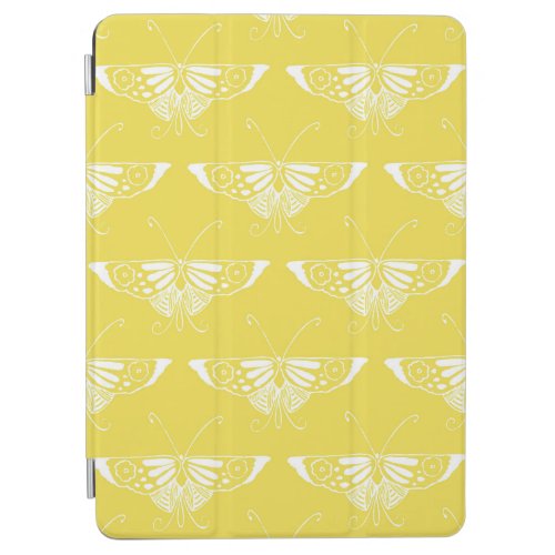 Stylized Art Deco butterfly _ yellow and white iPad Air Cover