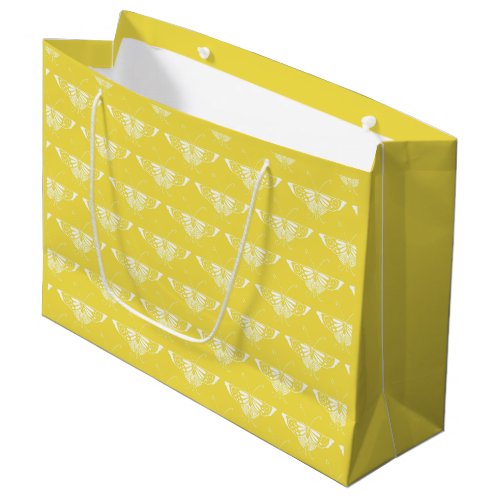 Stylized Art Deco butterfly _ yellow and white Large Gift Bag