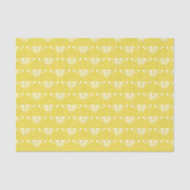 Stylized Art Deco butterfly - yellow and white Tissue Paper (Front)