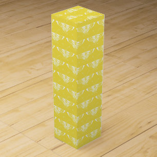Stylized Art Deco butterfly - yellow and white Wine Gift Box