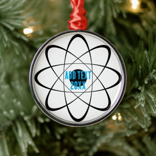 Stylized Atom Symbol Christmas Metal Ornament