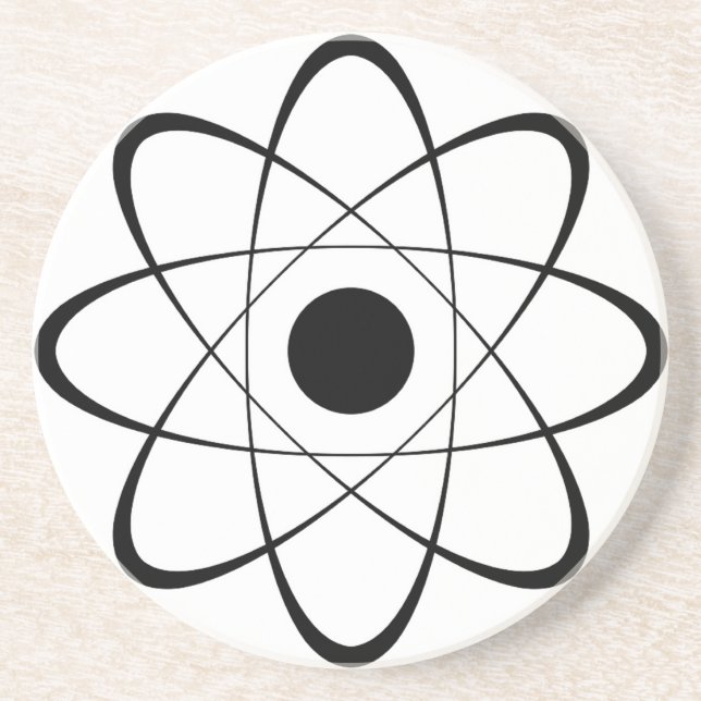 Stylized Atom Symbol Drink Coaster (Front)