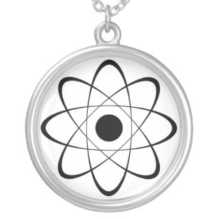 Stylized Atom Symbol Silver Plated Necklace