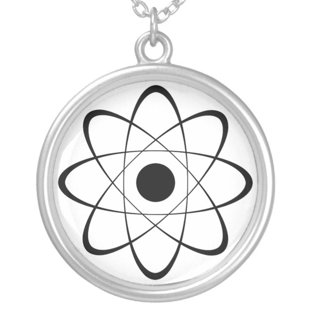 Stylized Atom Symbol Silver Plated Necklace (Front)