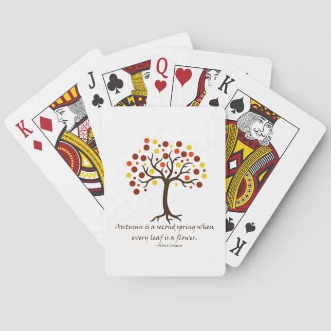 Stylized Autumn Tree; Autumn is a Second Spring Poker Cards (Back)