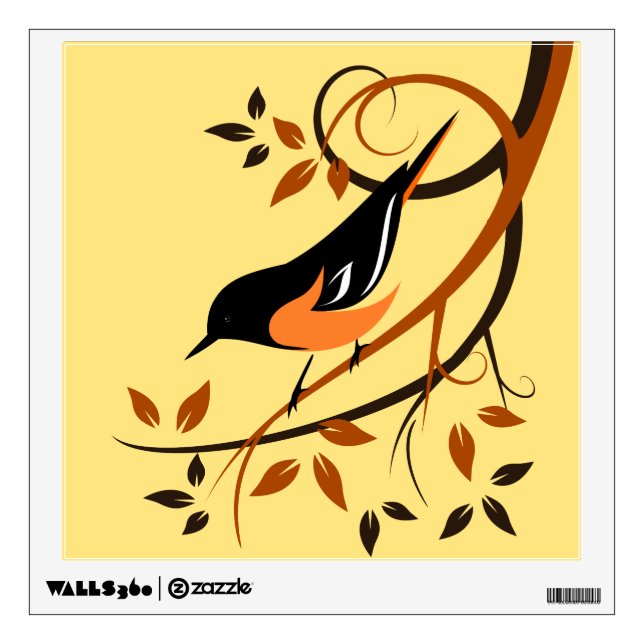 Stylized Baltimore Oriole Bird Art Wall Sticker (Front)
